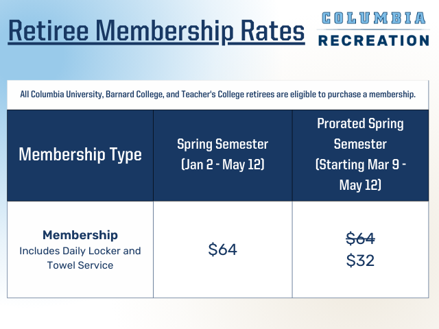 Retiree membership pricing